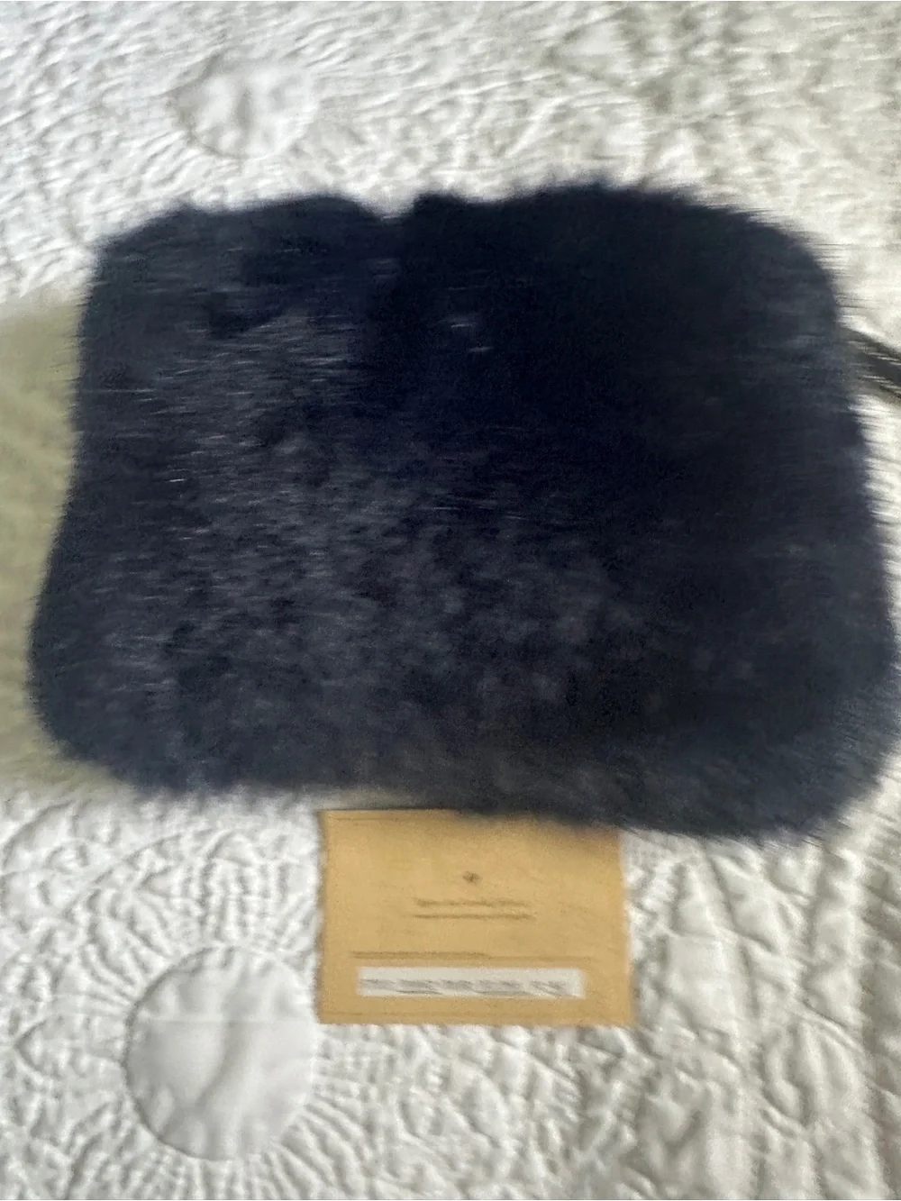 Patricia Nash Italian Leather Rabbit Fur Wristlet in Navy Blue